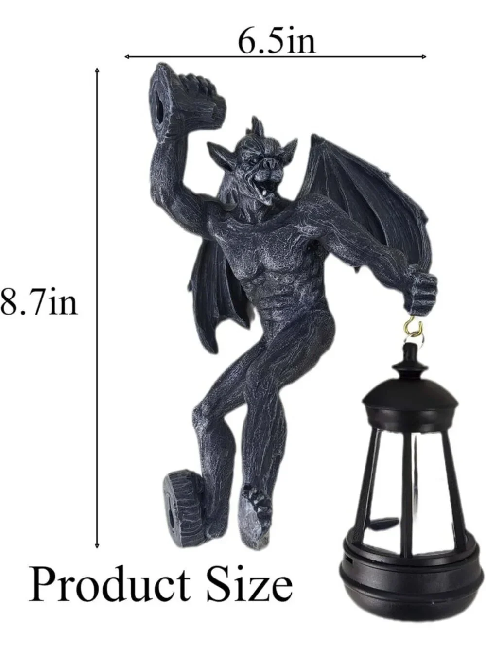 Gothic Dragon Winged Gargoyle Solar Lantern Wall Decor for Garden & Patio Gift